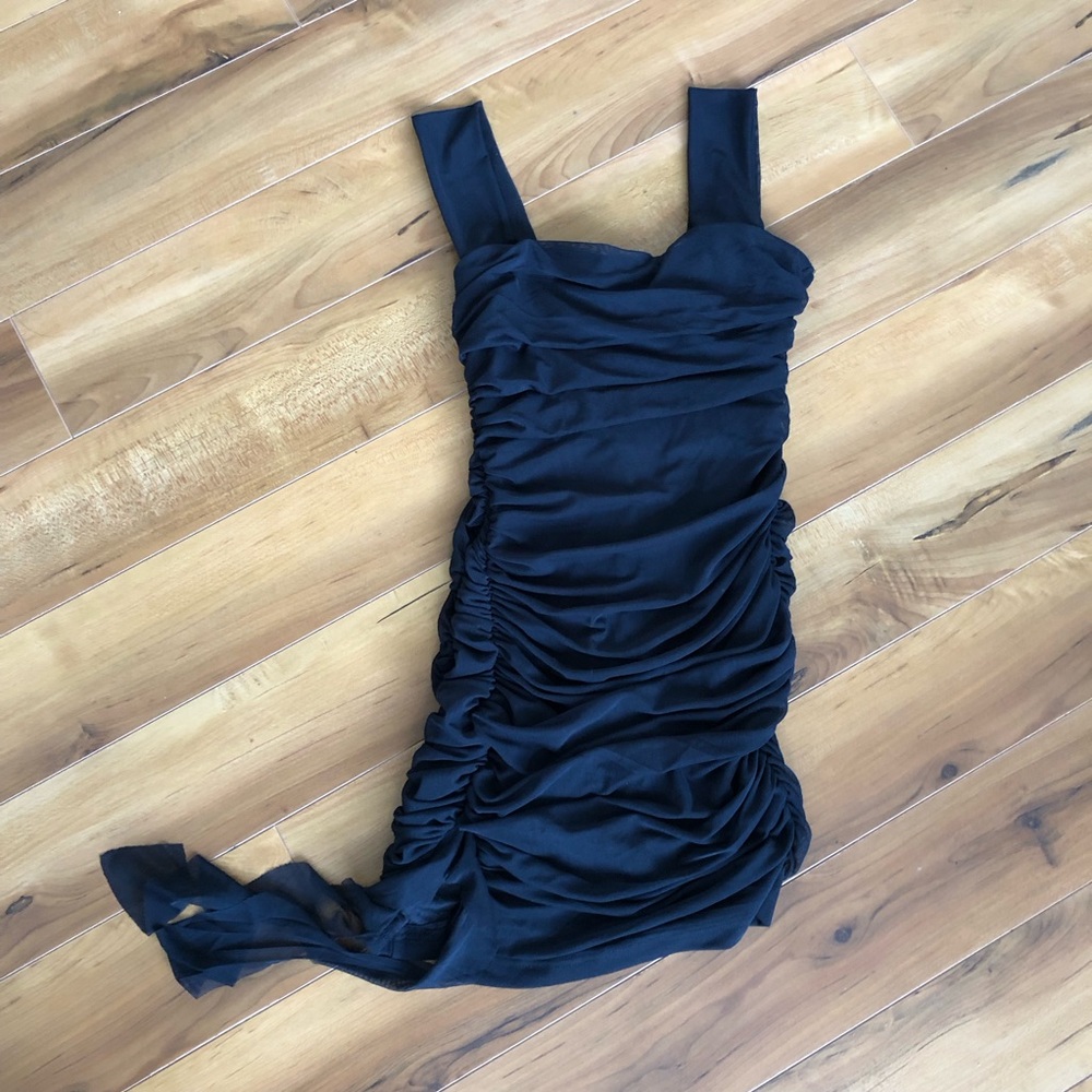 Streetwear Society Black Ruched Mini Dress